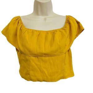 GOLDIE Ruffle Mustard Crop Top